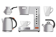 Set of Silver Kitchen Devices Vector Illustration