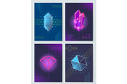 Bright Neon Lights and Geometric Shapes Posters