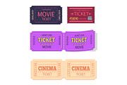 Set of Movie Cinema Tickets Admit One Vector Icons