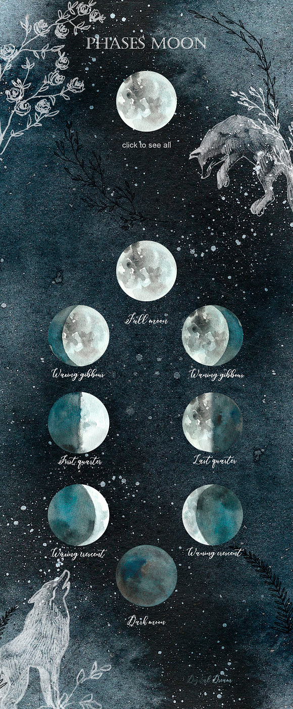 fhases MOON; zodiac constellations in Objects - product preview 3