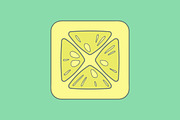 Lemon flat icon on color background