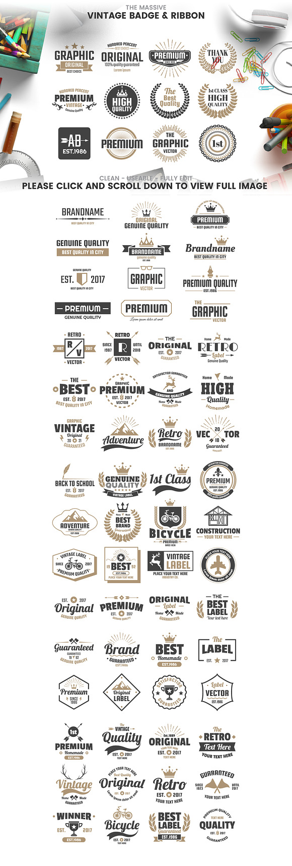 232 VINTAGE BADGE & RIBBON in Logo Templates - product preview 5