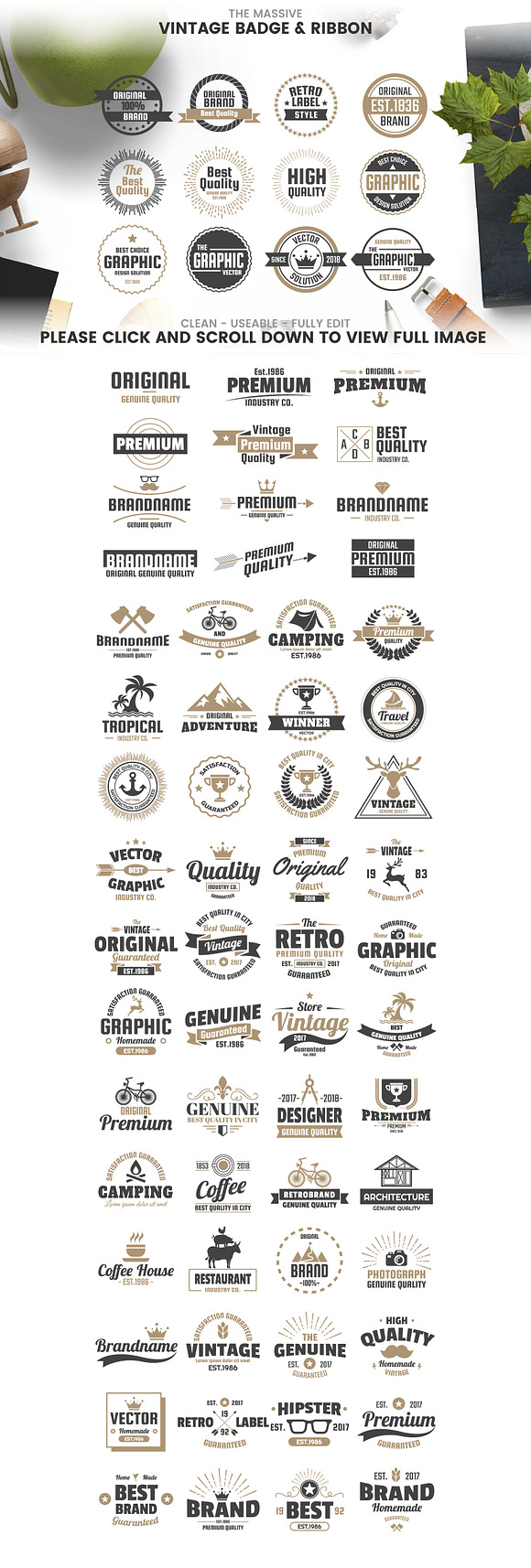 232 VINTAGE BADGE & RIBBON in Logo Templates - product preview 6