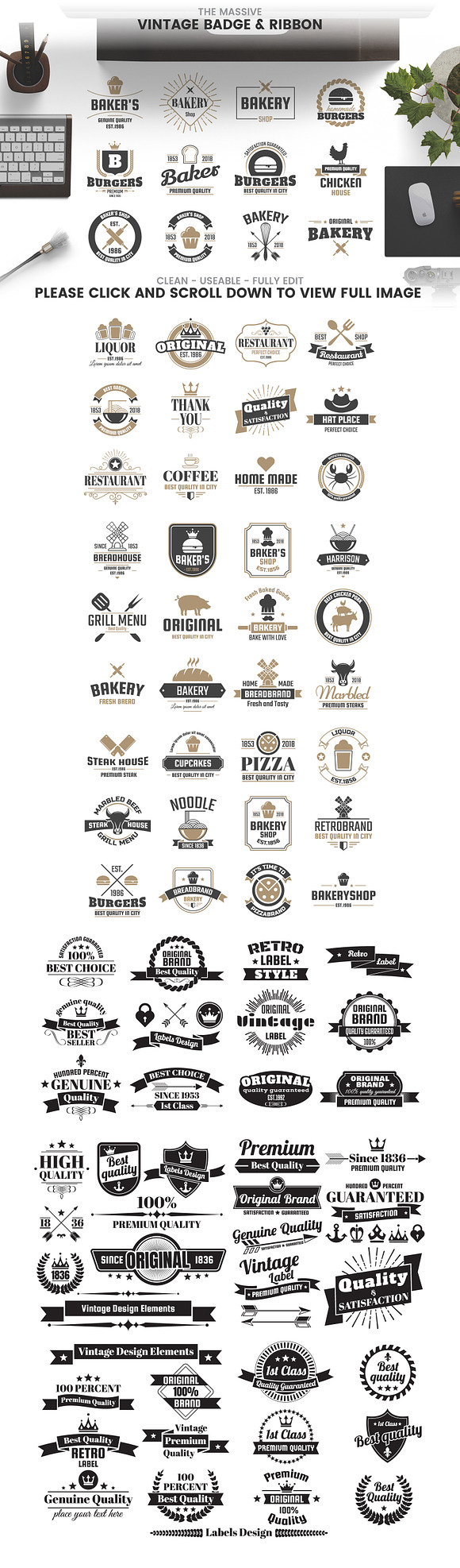 232 VINTAGE BADGE & RIBBON in Logo Templates - product preview 7