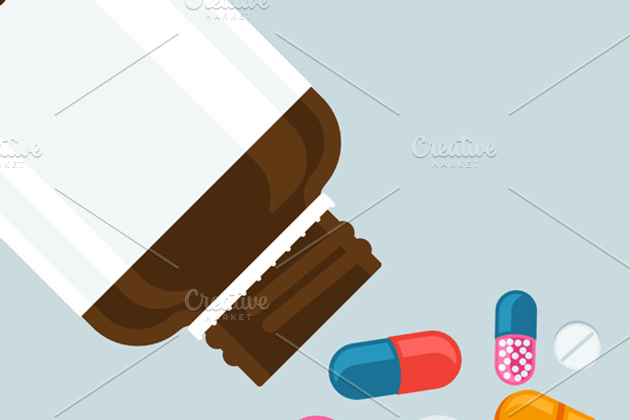 Set of medical bottles with pills. in Illustrations - product preview 8