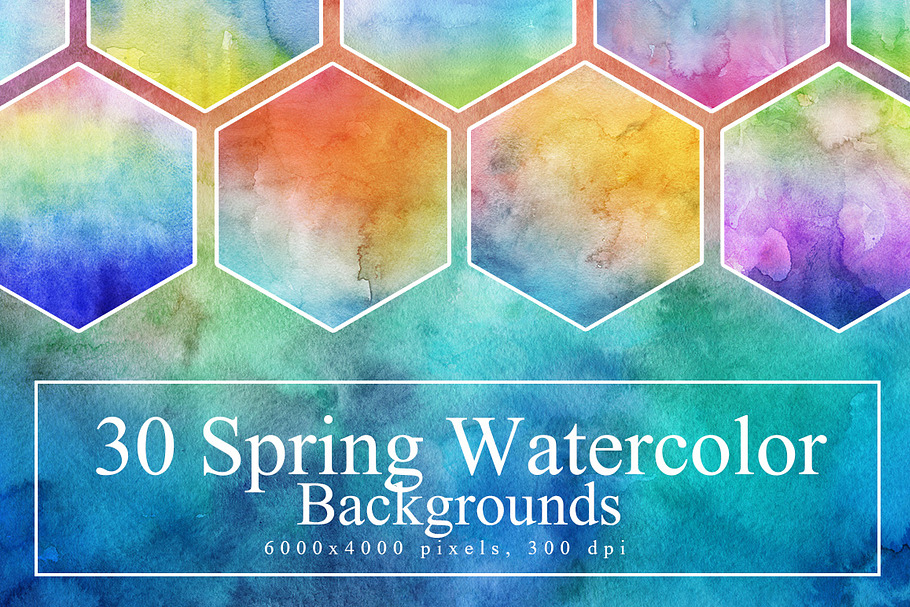 30 Spring Watercolor Backgrounds in Textures - product preview 8