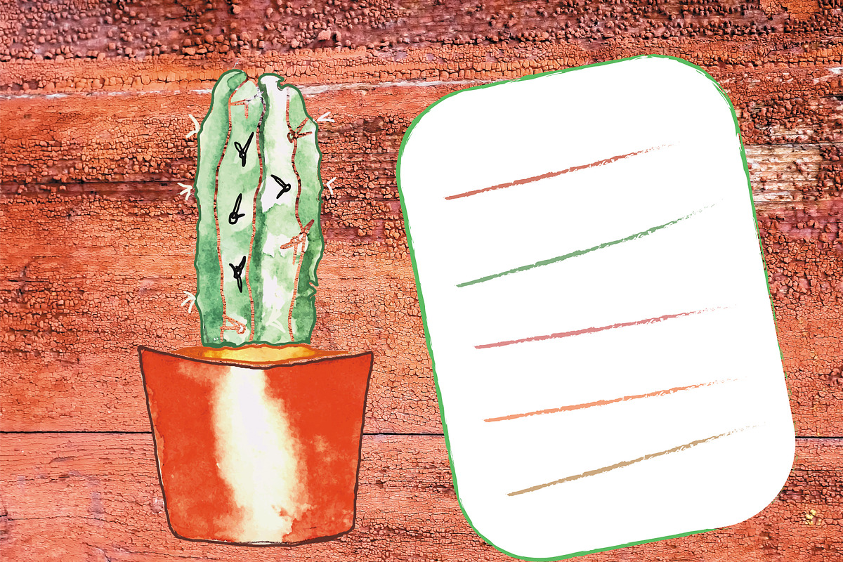 cactus on a wooden texture in Objects - product preview 8