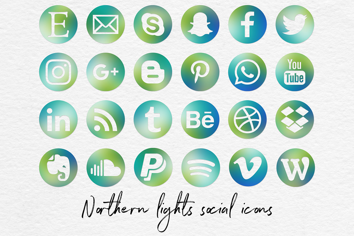 Social Media Icons - Northen Lights  in Graphics - product preview 8