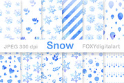 Snow Flakes Christmas Digital Paper 