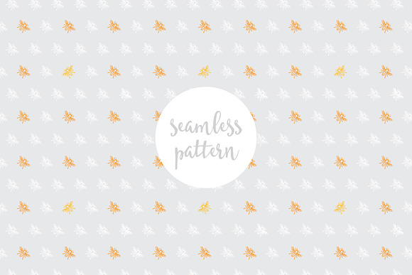 Sweet Bees Seamless Patterns in Patterns - product preview 1