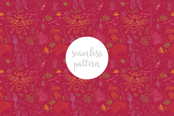 Sweet Bees Seamless Patterns in Patterns - product preview 9