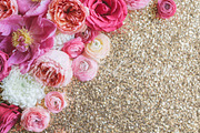 Styled Stock Photo, Flowers, Sequins