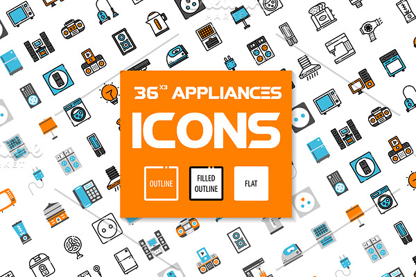 36x3 Home appliances icons