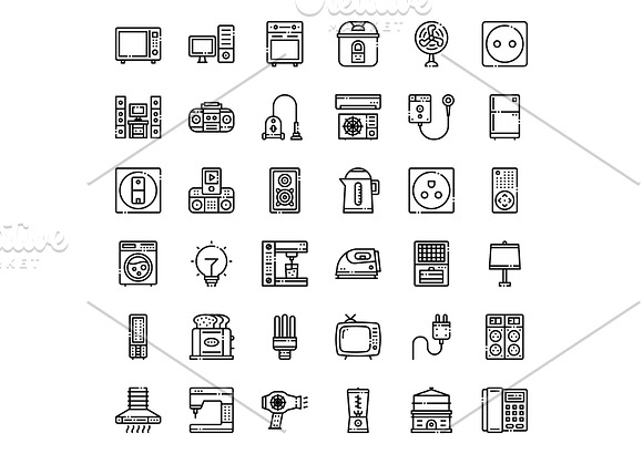36x3 Home appliances icons in Graphics - product preview 2
