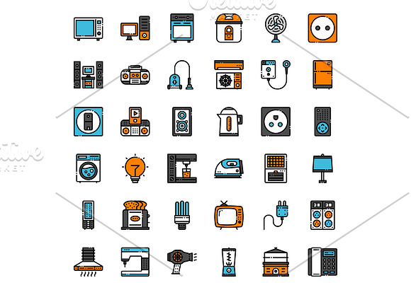 36x3 Home appliances icons in Graphics - product preview 3