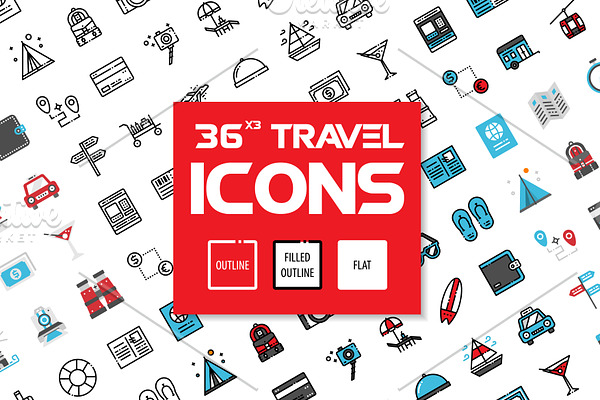 36x3 Travel icons