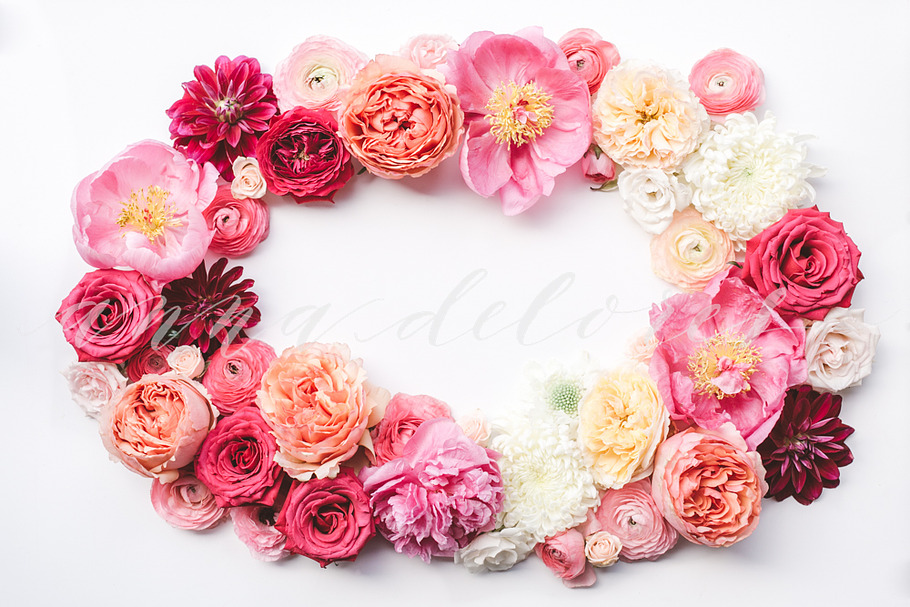 Pink Flower Wreath Stock Photo