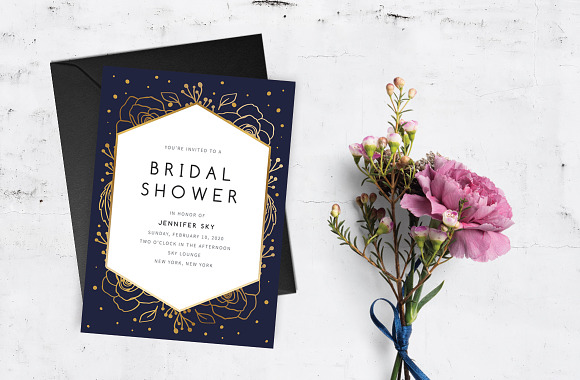 Floral Bridal Shower Invite in Wedding Templates - product preview 2