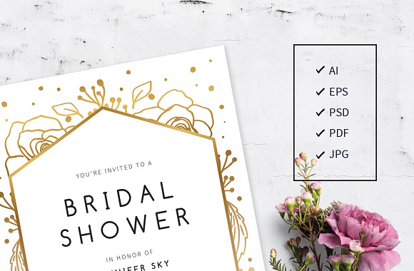 Floral Bridal Shower Invite in Wedding Templates - product preview 3