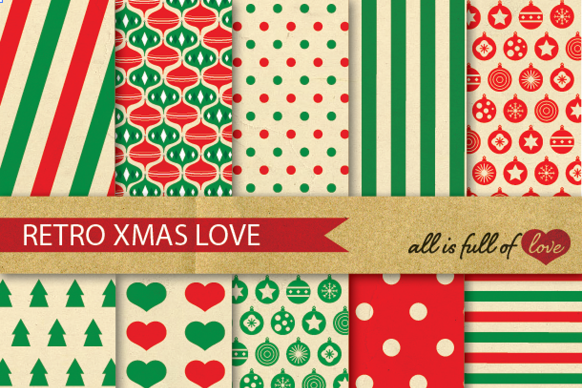 Vintage Christmas Background Papers in Patterns - product preview 8