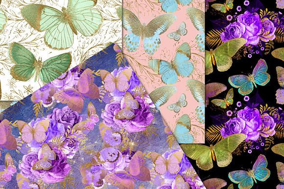 Painted Butterflies Digital Paper in Textures - product preview 1