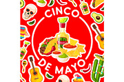 Cinco de Mayo card with mexican fiesta party food
