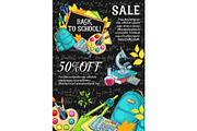 Back to School vector autumn sale sketch poster