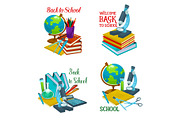 Back to school icon with education supplies
