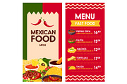 Mexican vector menu for Cinco de Mayo holiday