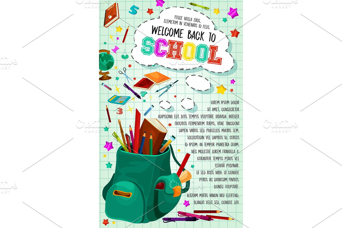 Back to School vector lesson stationery poster in Illustrations - product preview 8