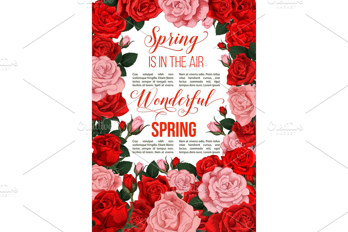 Vector springtime red flowers greeting card in Illustrations - product preview 8