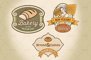 Set of rural bakery labels (3x)