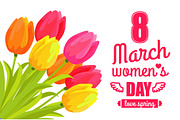 8 March Ladys Day Love Spring Vector Illustration