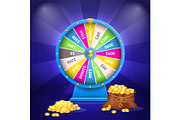 Wheel of Luck or Fortune Sack Full of Golden Coins