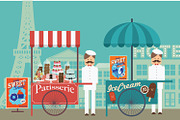 paris ice cream and pastries stalls