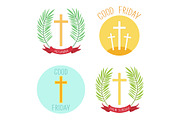 Palm Sunday and Good friday icons as religious holidays symbols