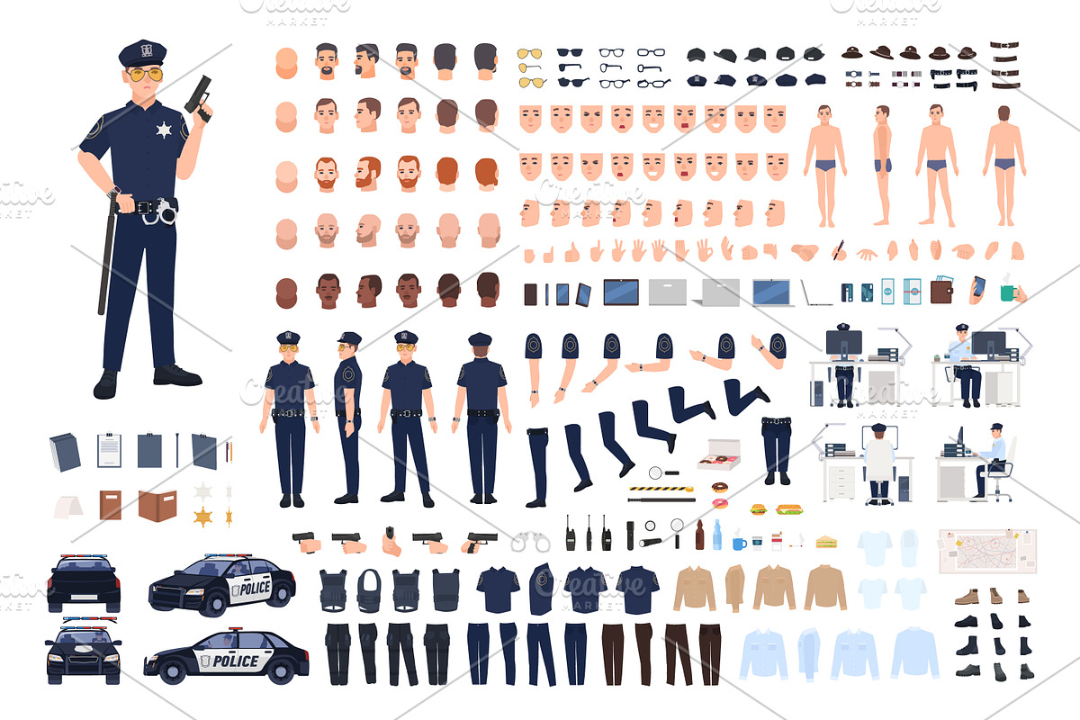 Policeman creation set or DIY kit in Illustrations - product preview 8