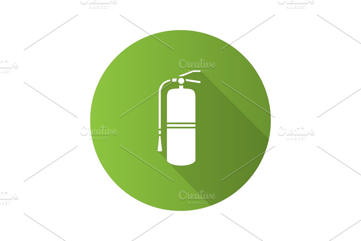 Fire extinguisher flat design long shadow glyph icon in Graphics - product preview 8