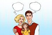 Happy family with speech bubble