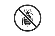 Stop bed bug sign glyph icon