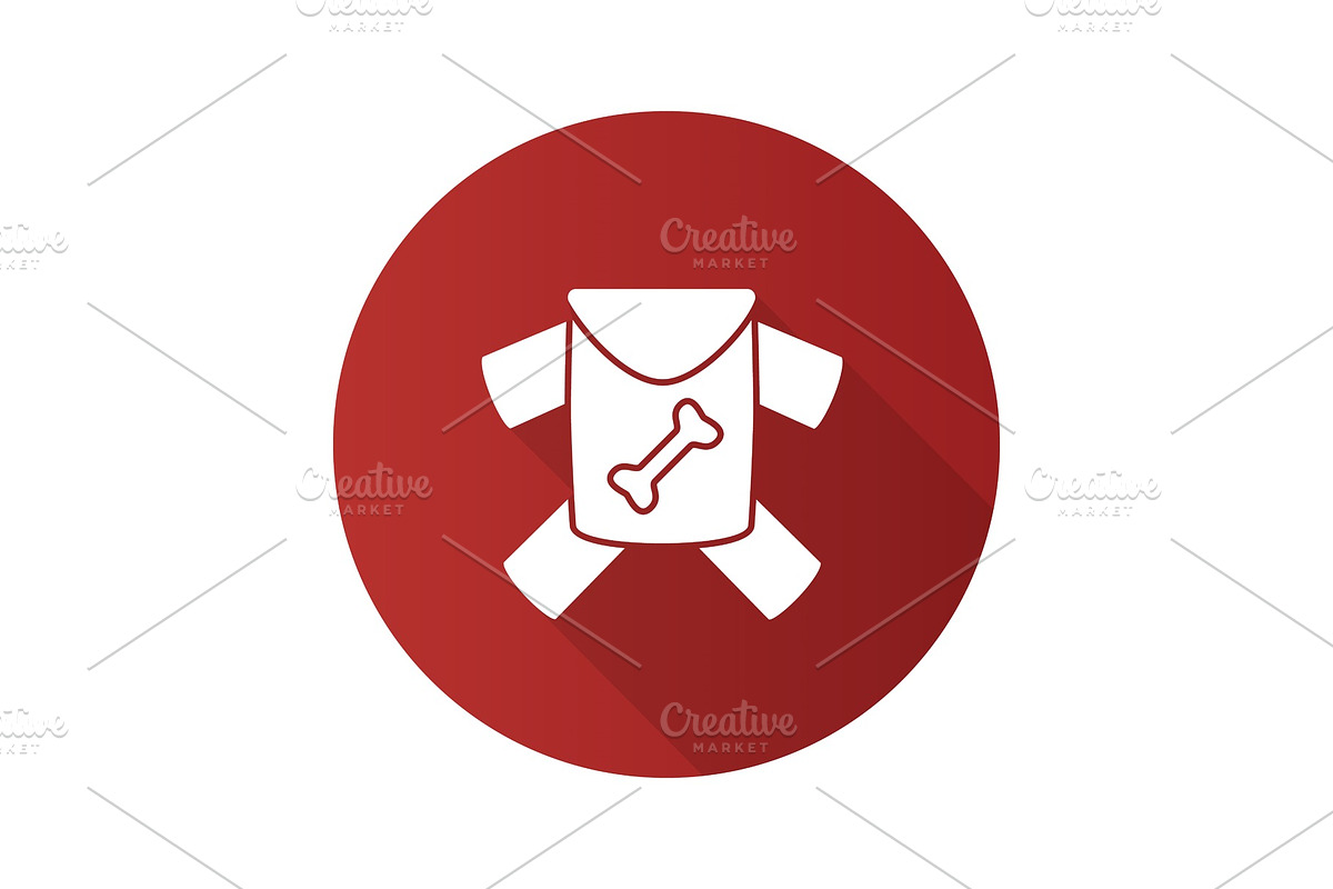 Pet's clothes flat design long shadow glyph icon in Icons - product preview 8