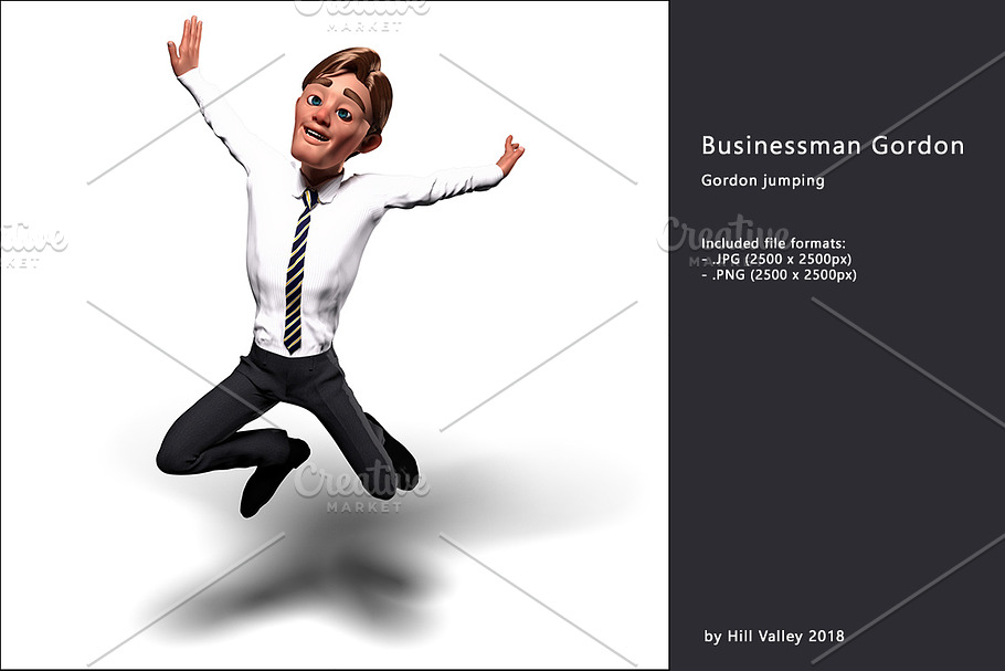 Businessman Gordon jumping in Illustrations - product preview 8
