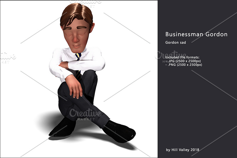 Businessman Gordon sitting down sad in Illustrations - product preview 8