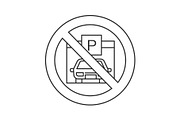 Forbidden sign with parking zone linear icon