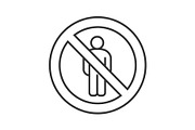 Forbidden sign with male silhouette linear icon