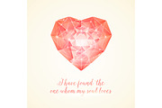Valentines day red diamond heart