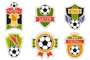 Set of soccer labels.