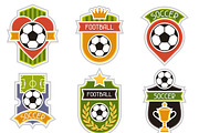 Set of soccer labels.