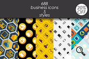 688 business icons. 5 styles