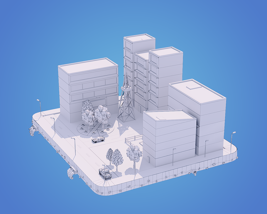 Low Poly City Block in Architecture - product preview 3